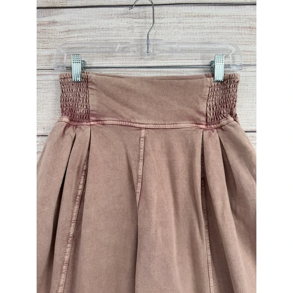 Free People FP One Adella Harem Pants Women 26 Mauve Smocked Lace Up Ankle